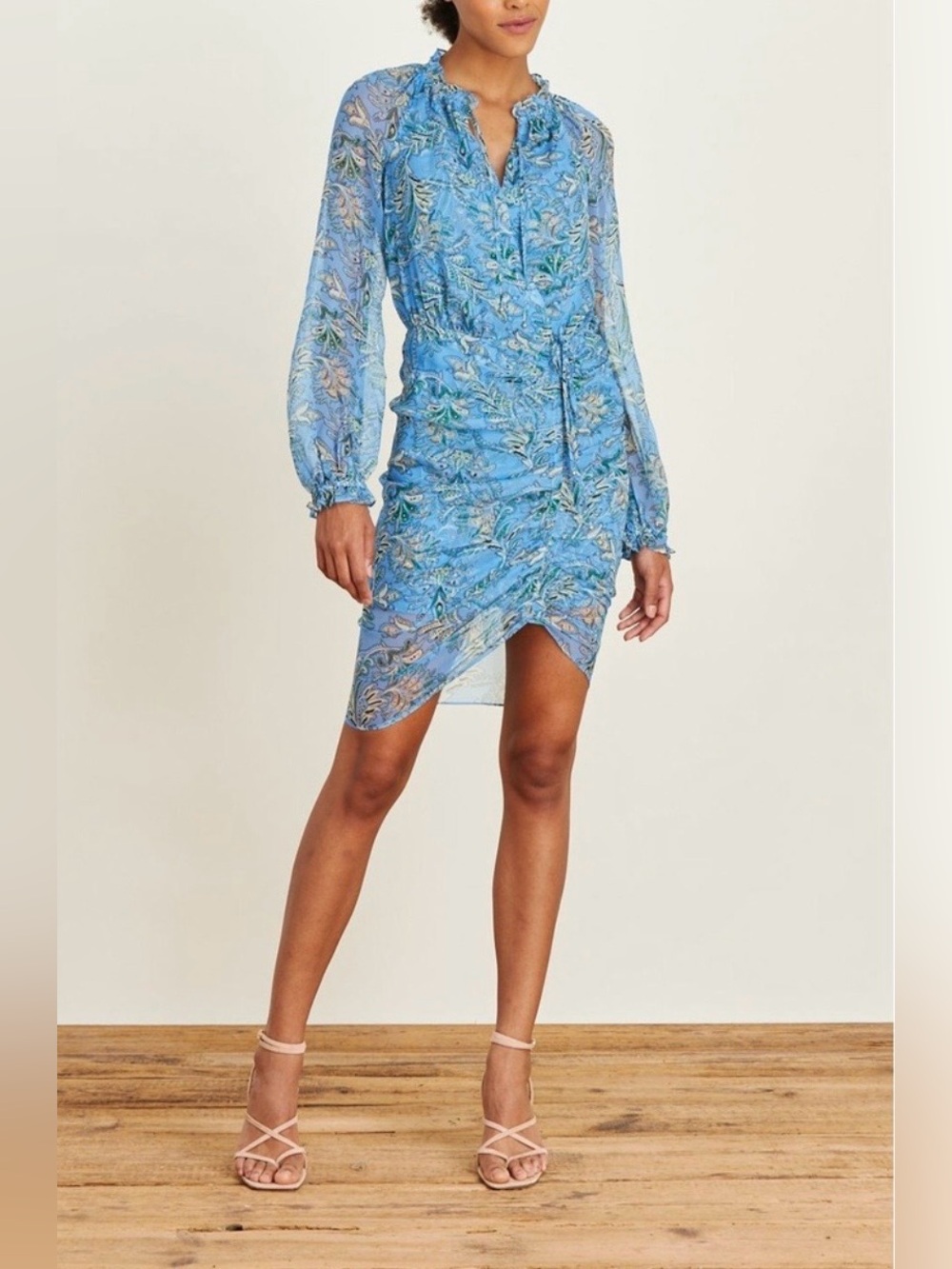 Veronica Beard Becky Floral Dress in Aero Blue Multi